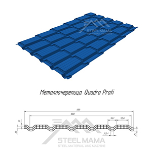Quadro Profi - Металлочерепица Grand Line Quadro Profi
